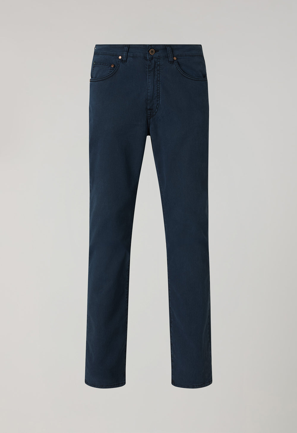 Pantalone 5 tasche in cotone e seta tinto in capo blu