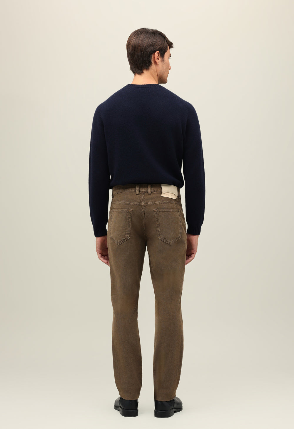 Olivgrüne Stückgefärbte Five-Pocket-Hose aus Samt