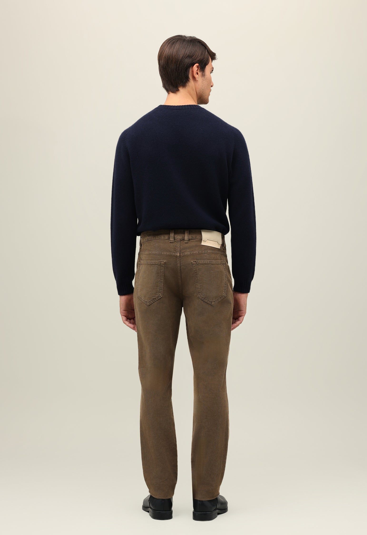 Olivgrüne Stückgefärbte Five-Pocket-Hose aus Samt