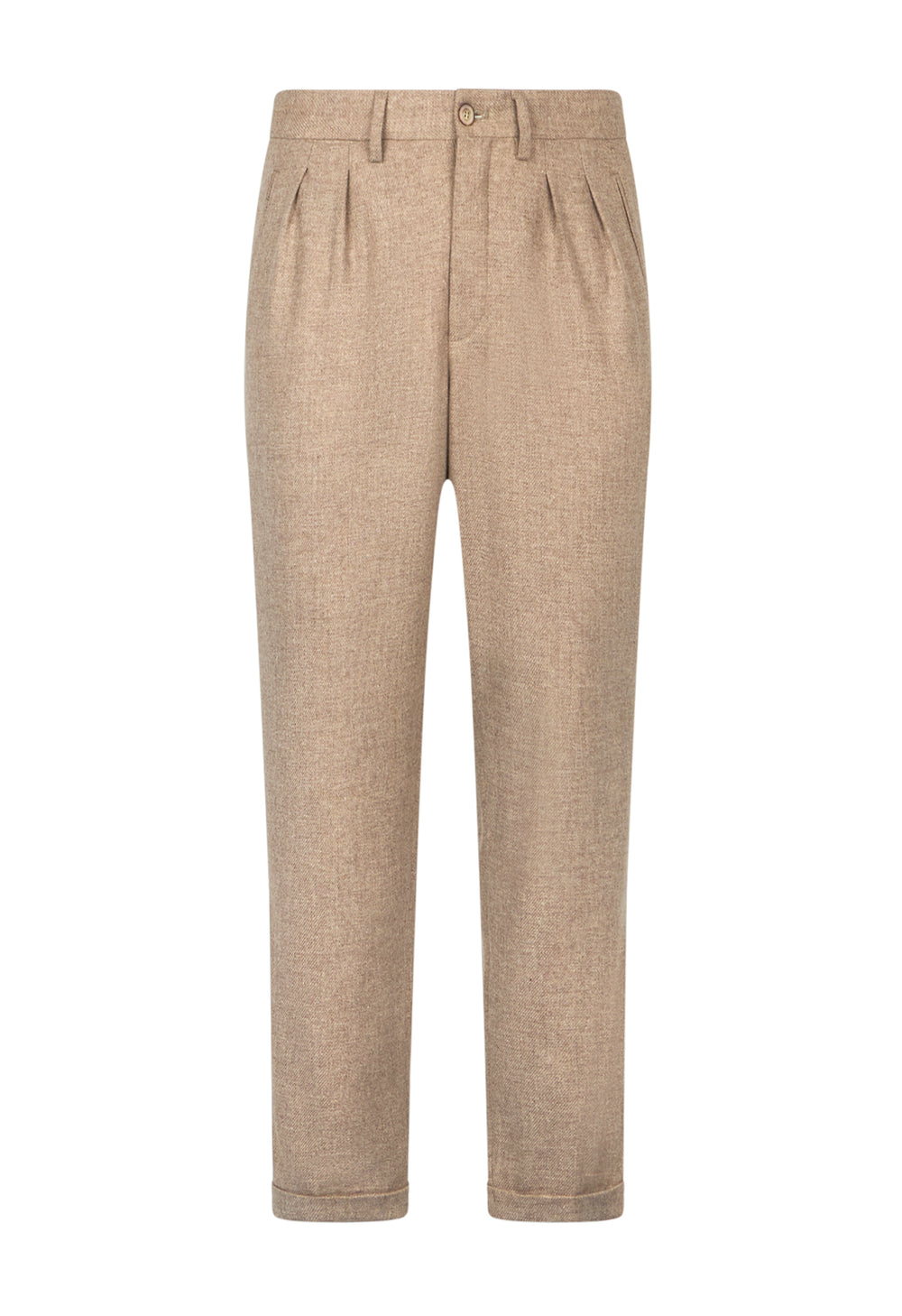 Beige Flanellhose mit zwei Abnähern