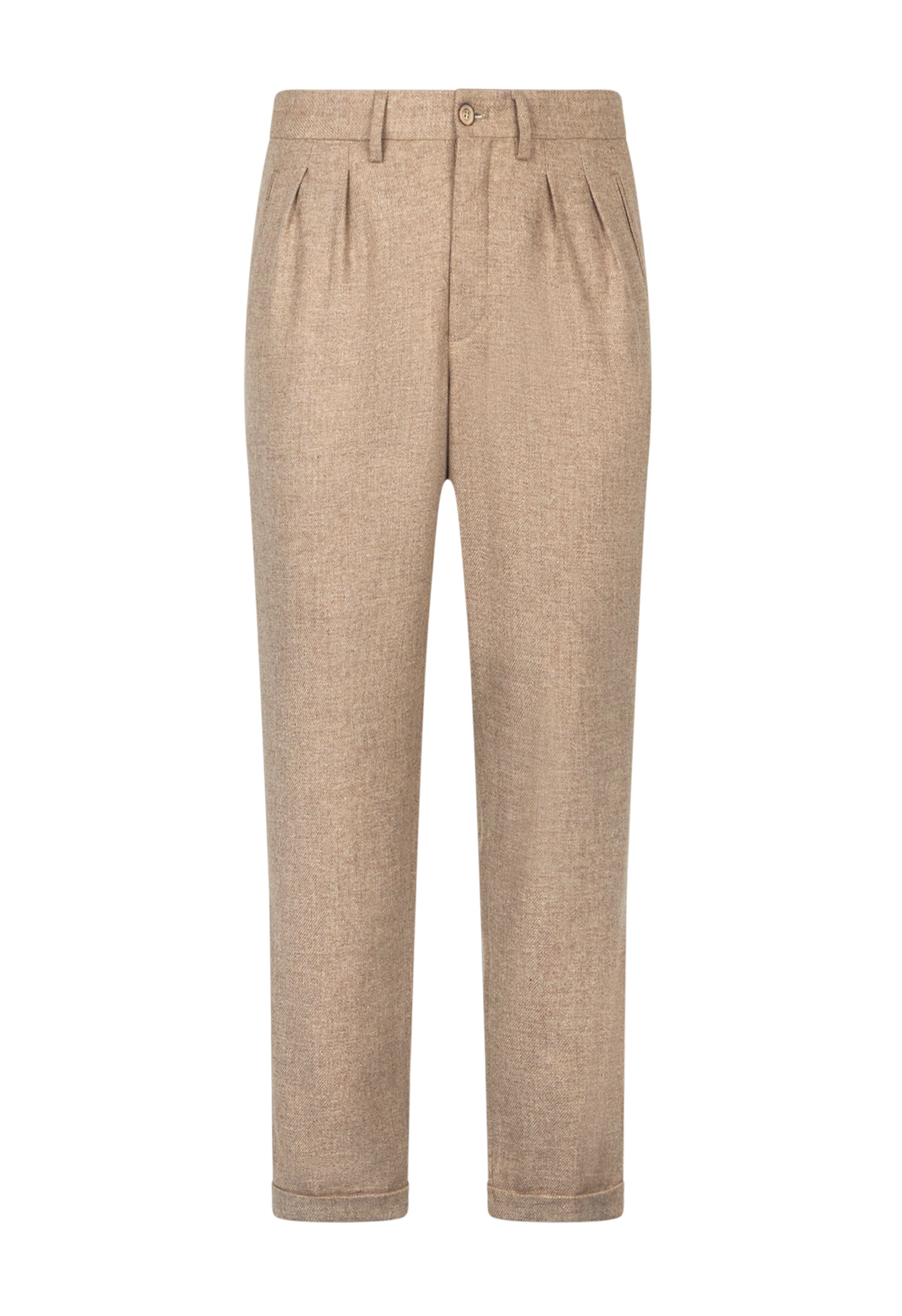 Beige Flanellhose mit zwei Abnähern