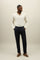 Pantalone in lino tinto in capo con due pinces blu