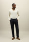 Pantalone in lino tinto in capo con due pinces blu