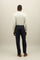Pantalone in lino tinto in capo con due pinces blu
