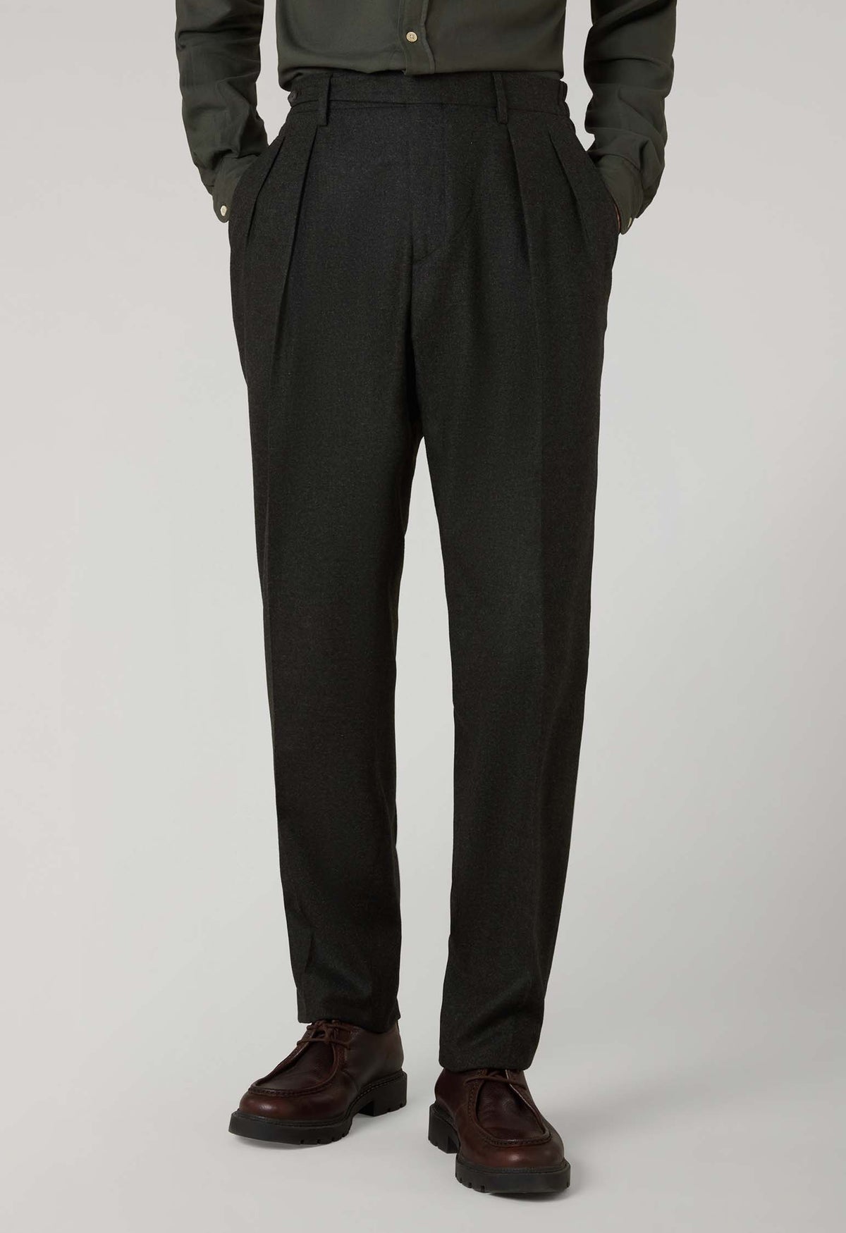 Dark Green Flannel Mario Trousers