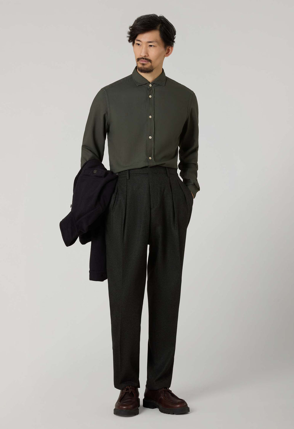 Dark Green Flannel Mario Trousers