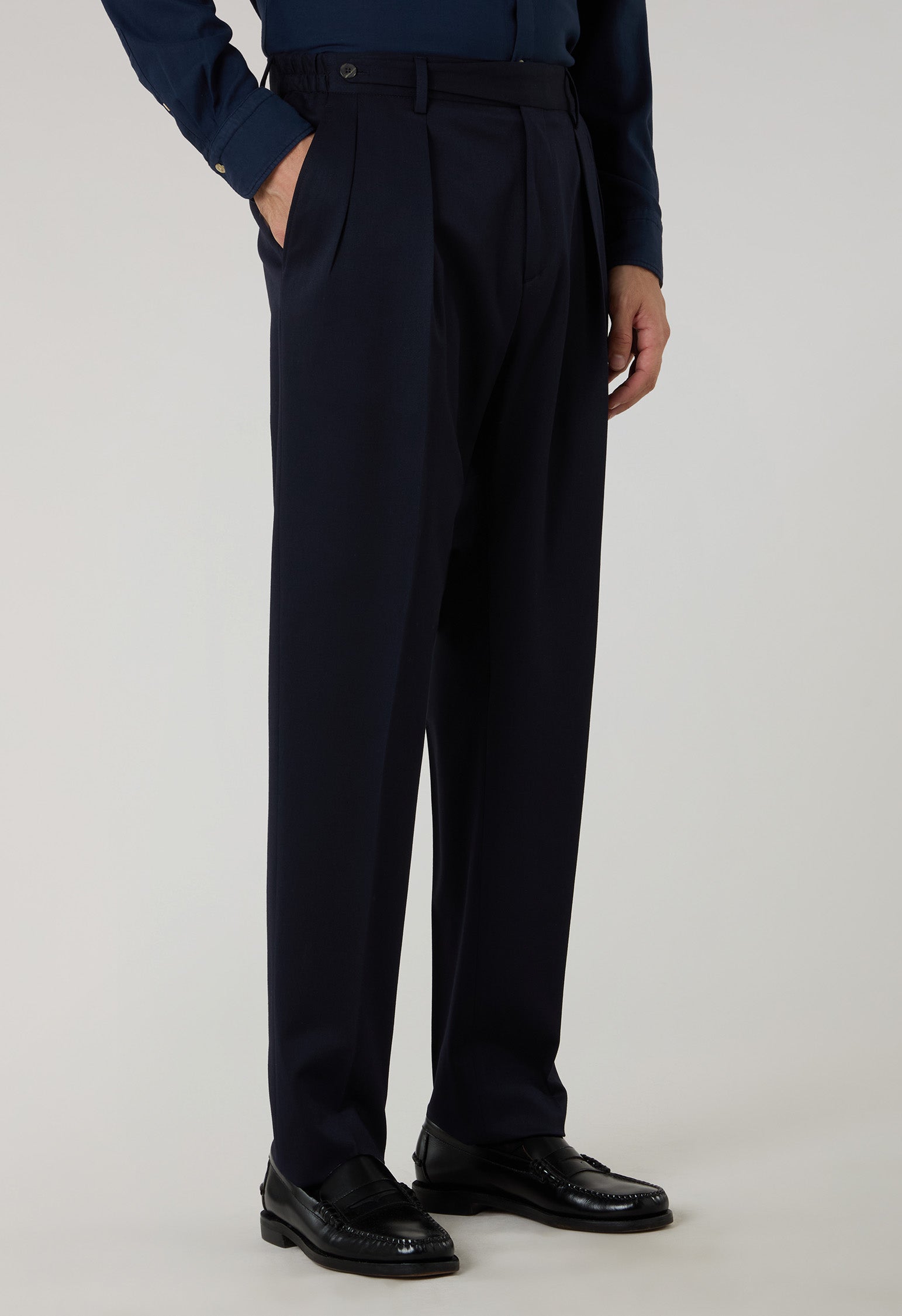 Blue Stretch Wool Mario Trousers