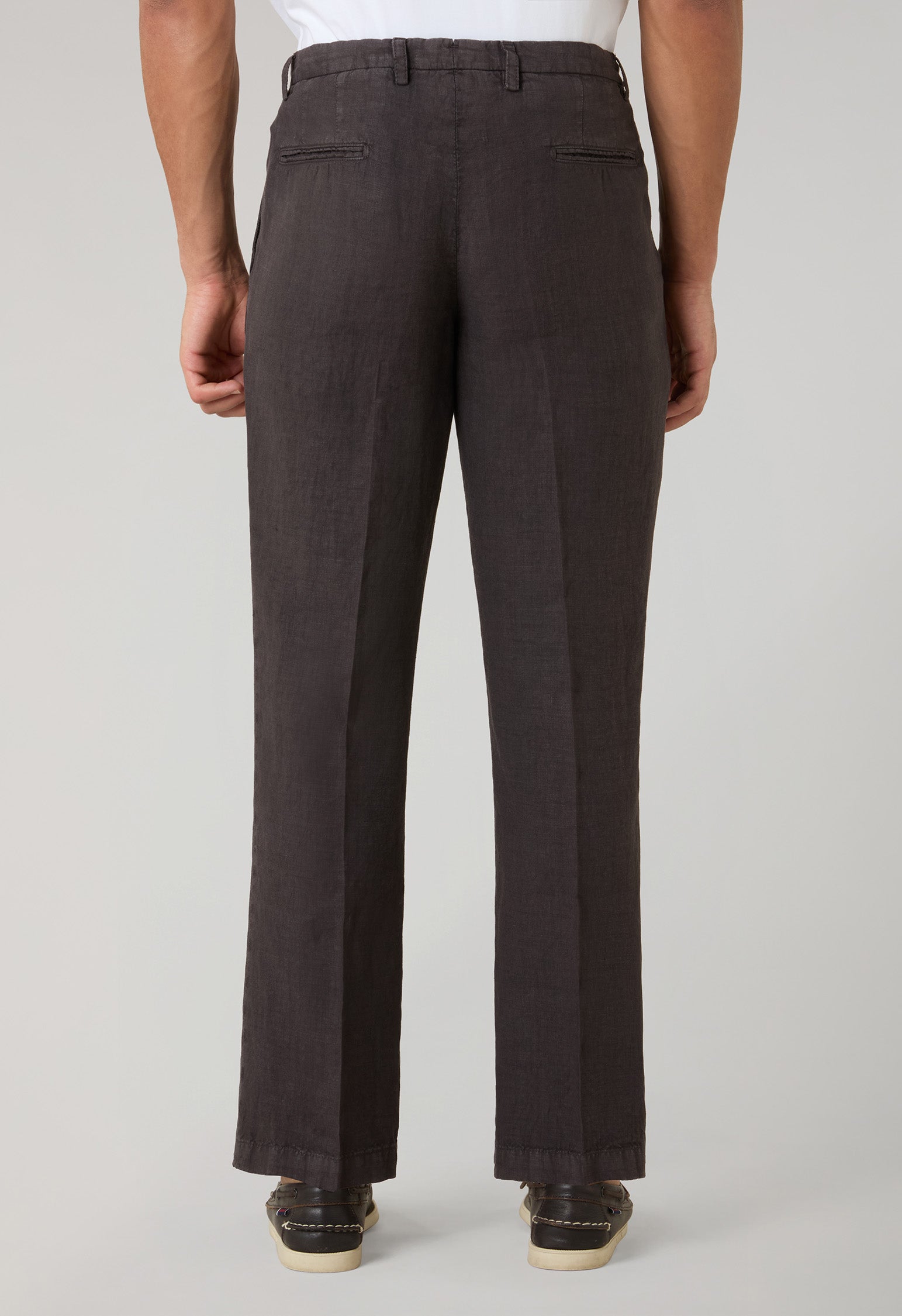 Brown Garment Dyed Linen Napoli Trousers