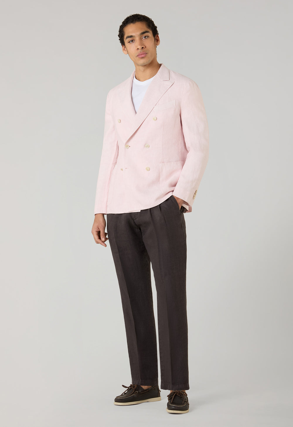 Brown Garment Dyed Linen Napoli Trousers