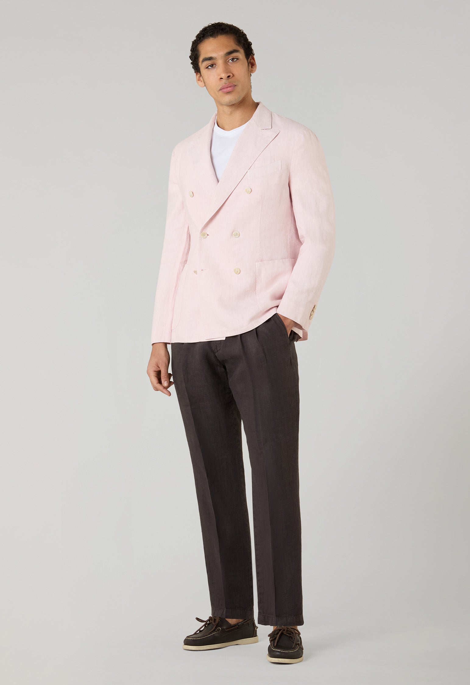Brown Garment Dyed Linen Napoli Trousers