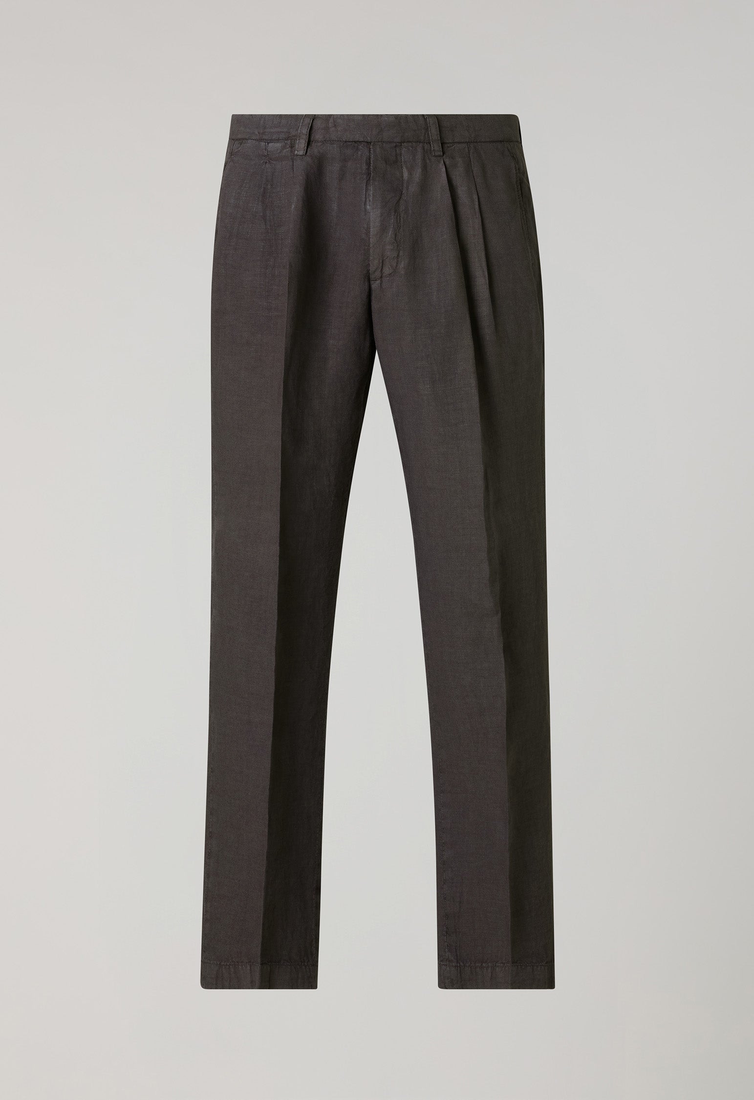 Brown Garment Dyed Linen Napoli Trousers