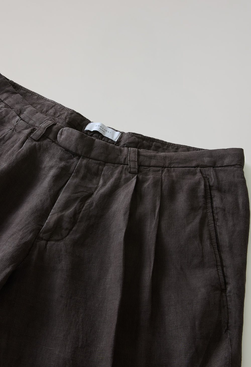Brown Garment Dyed Linen Napoli Trousers