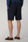 Blue Garment Dyed Linen Bermuda