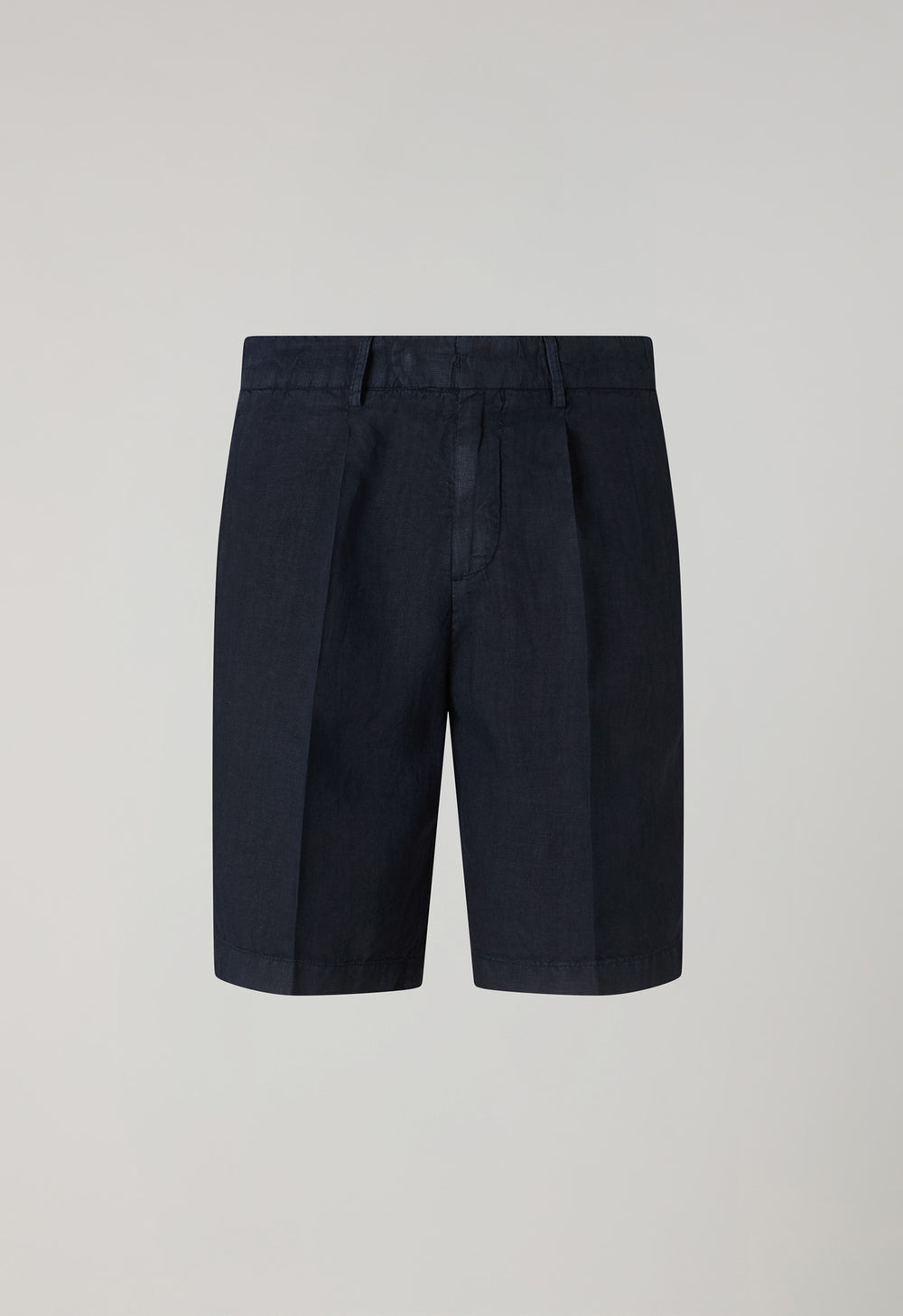Blue Garment Dyed Linen Bermuda