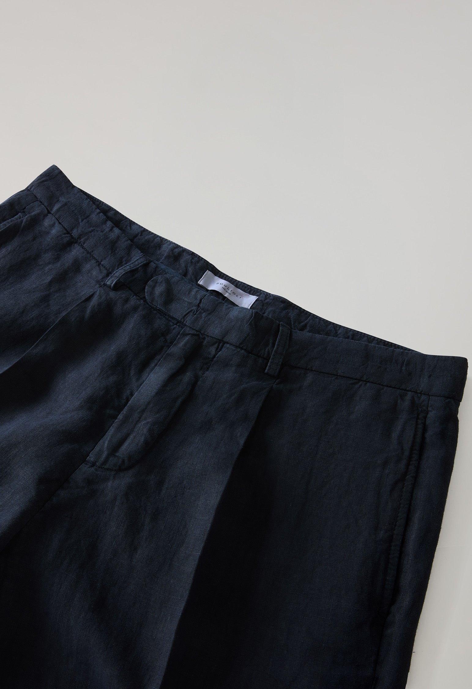 Blue Garment Dyed Linen Bermuda