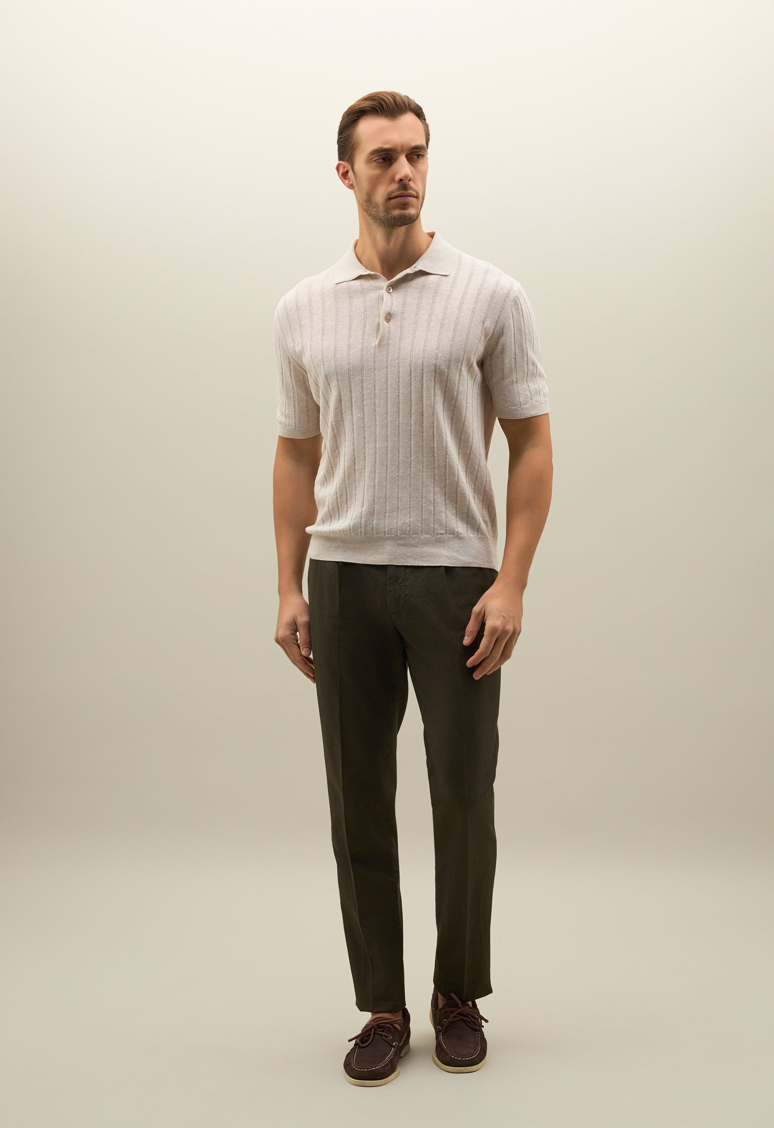 Flat Rib Linen short-sleeve Po