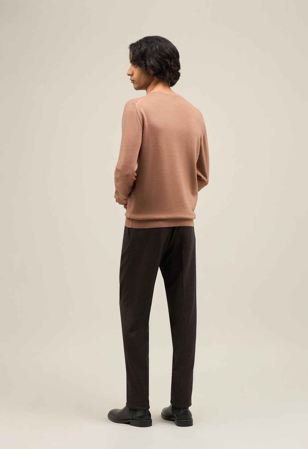 Rosybrown Garment Dyed Wool Crewneck