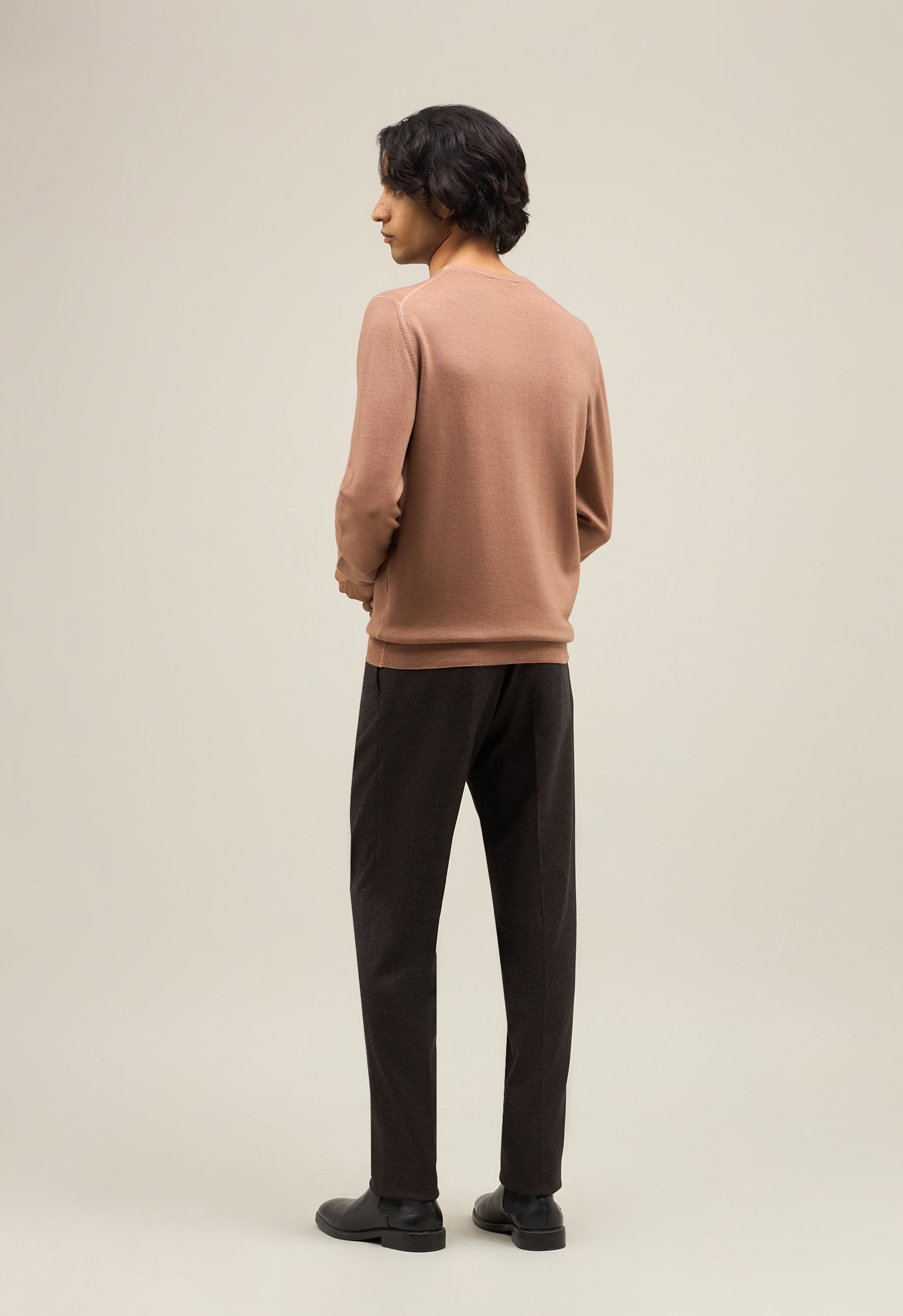 Rosybrown Garment Dyed Wool Crewneck