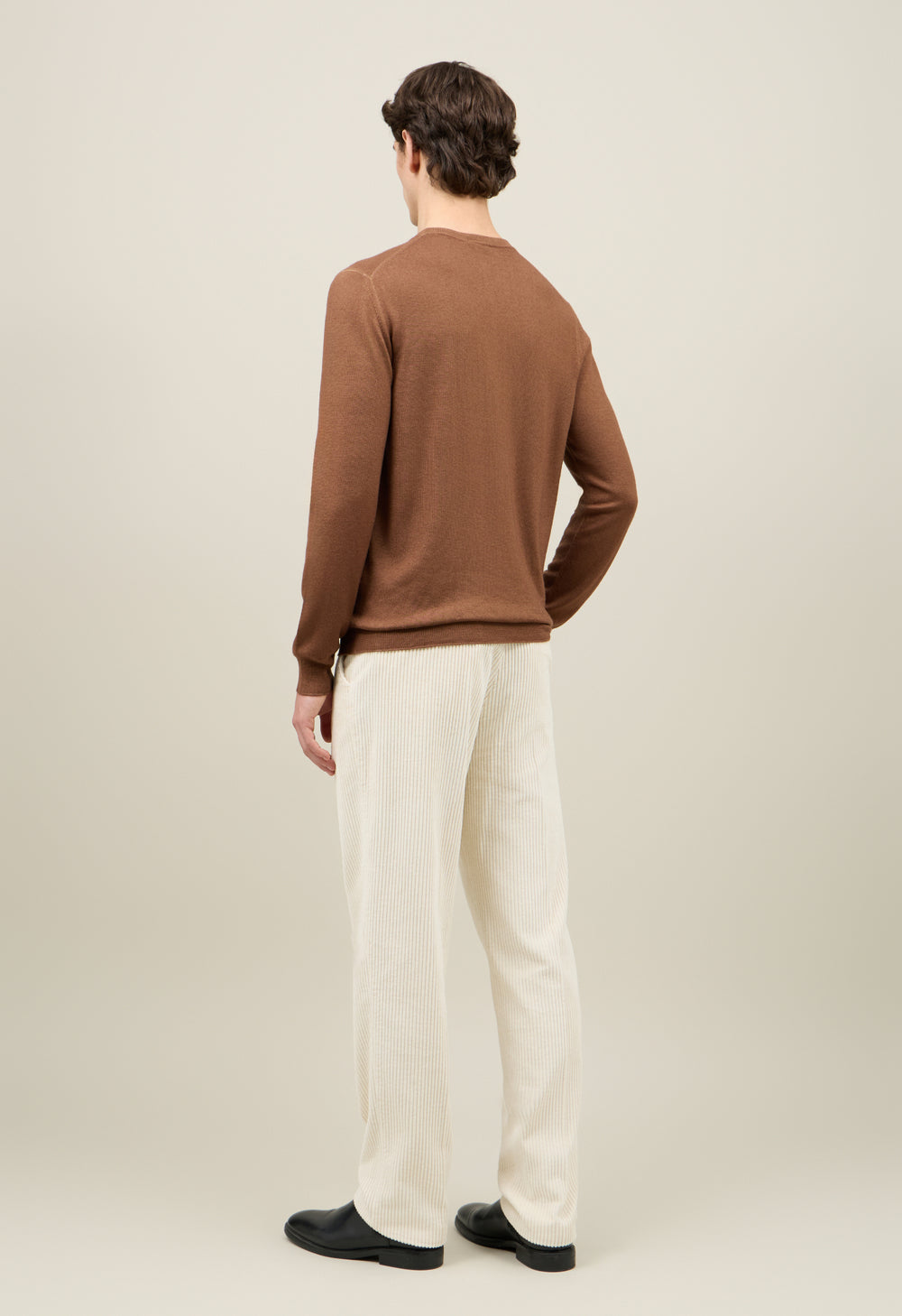 Brown Garment Dyed Wool Crewneck