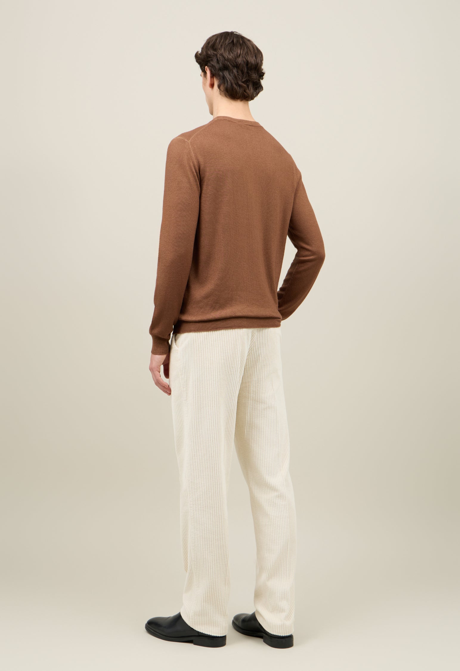 Brown Garment Dyed Wool Crewneck