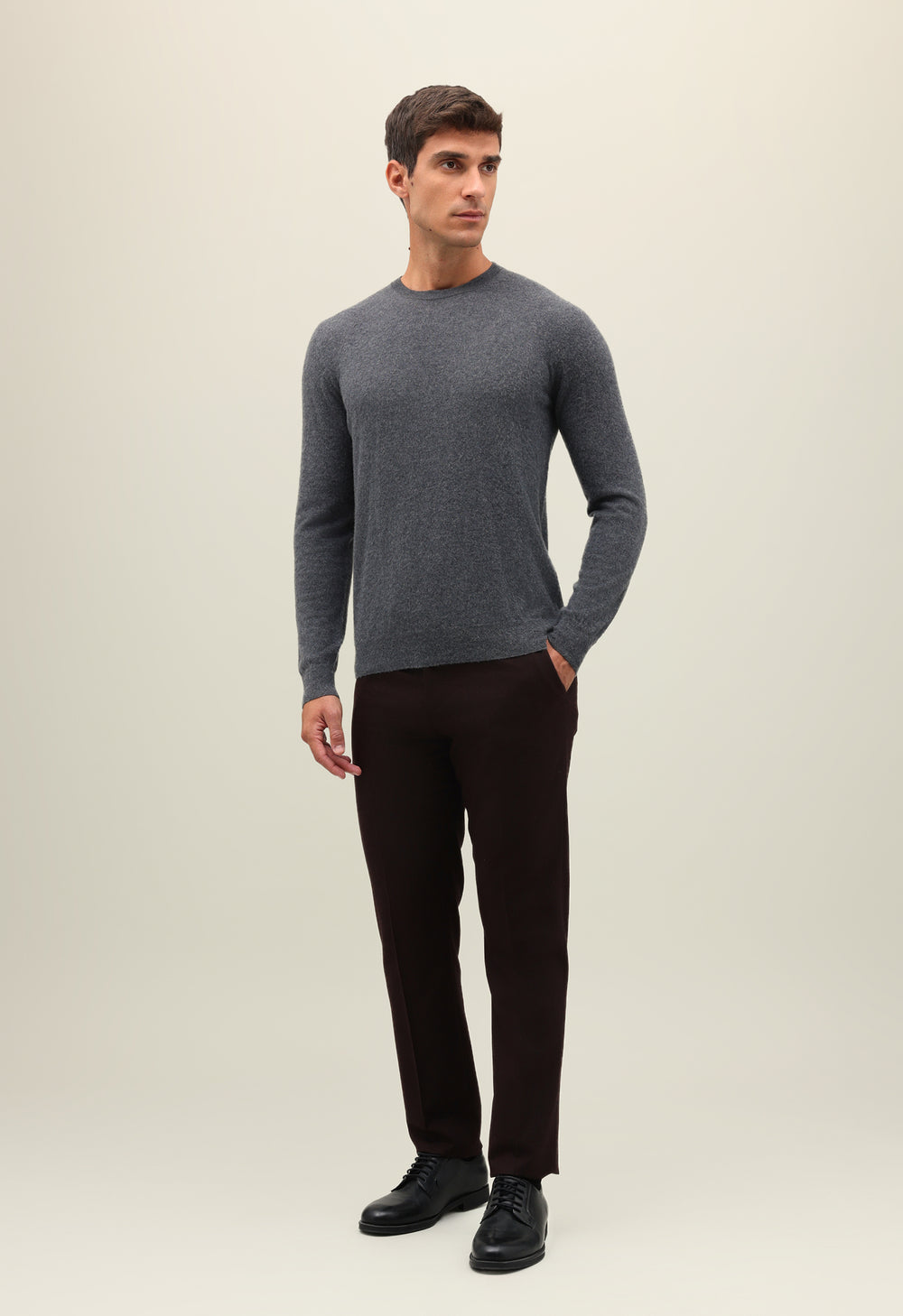 Grey Brushed Cashmere Crewneck