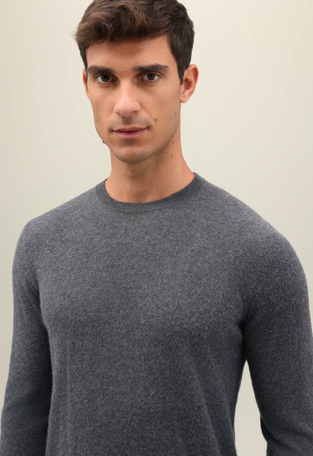 Grey Brushed Cashmere Crewneck