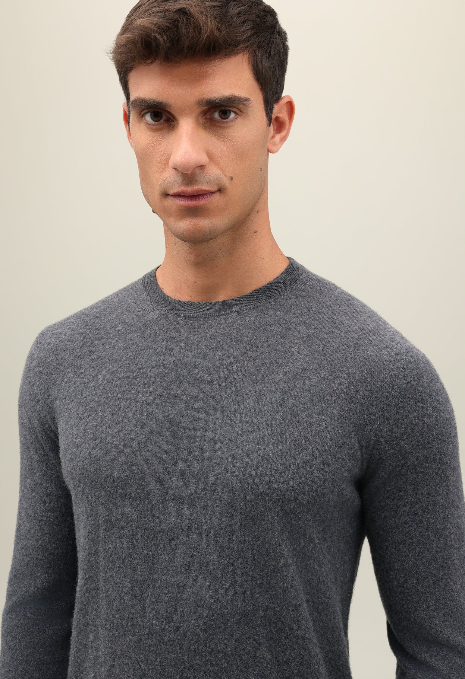 Grey Brushed Cashmere Crewneck