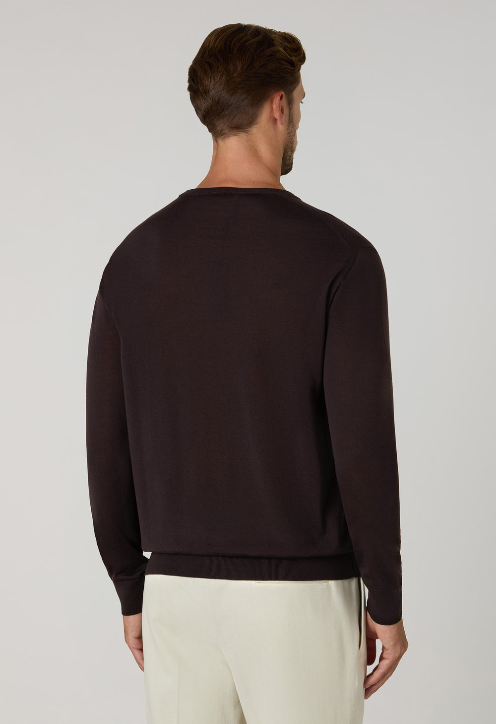 Dark Brown Superlight Wool Crewneck
