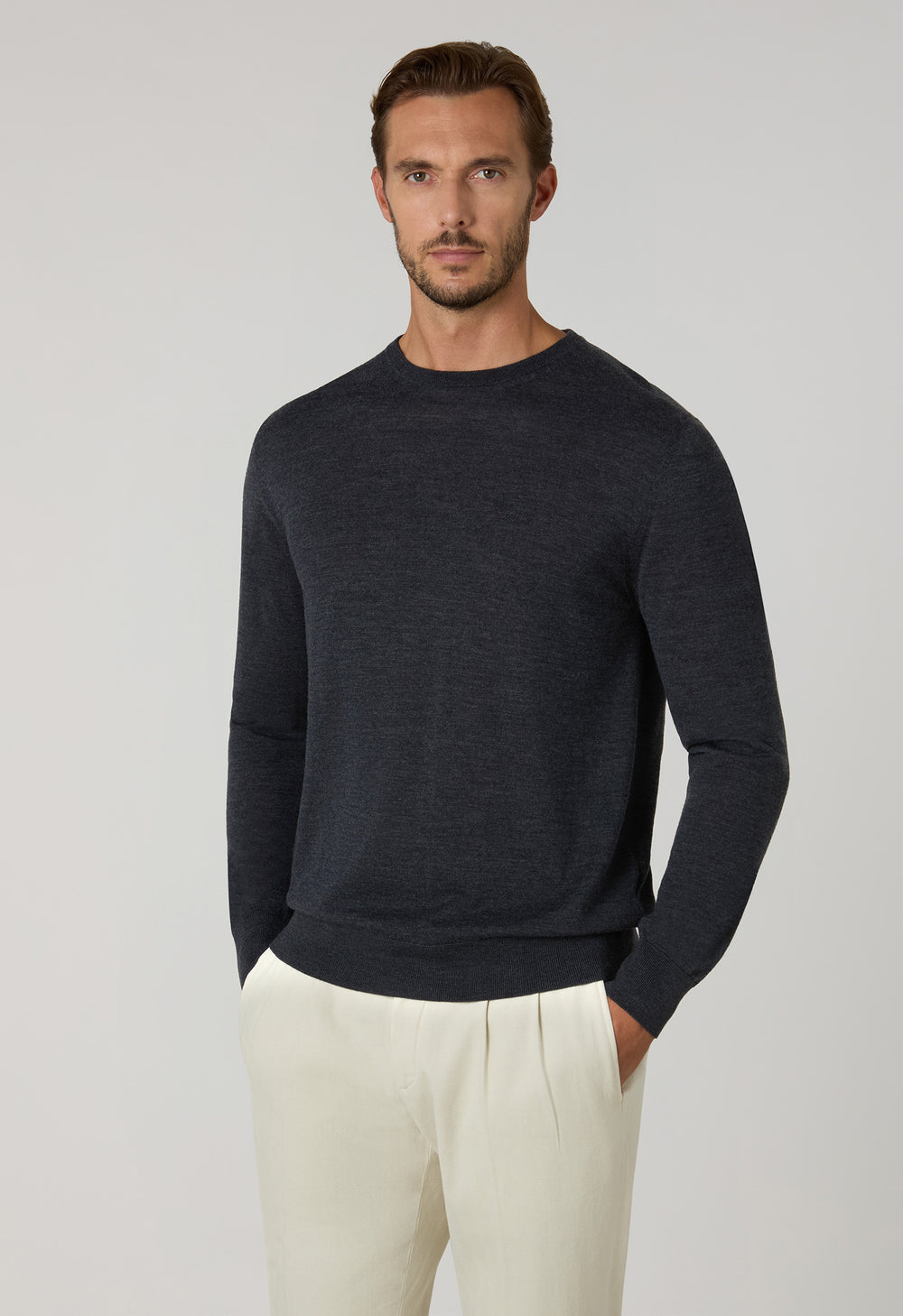 Dark Grey Superlight Wool Crewneck