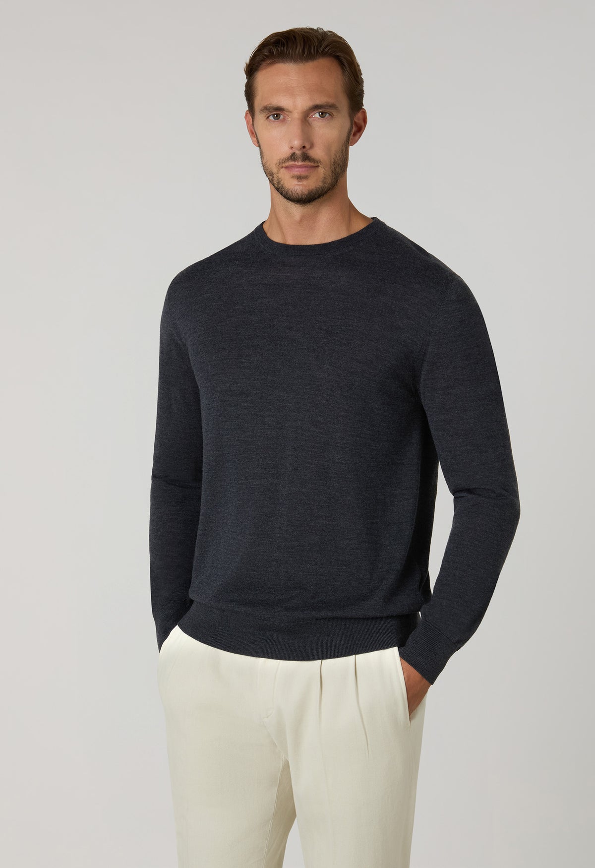 Dark Grey Superlight Wool Crewneck