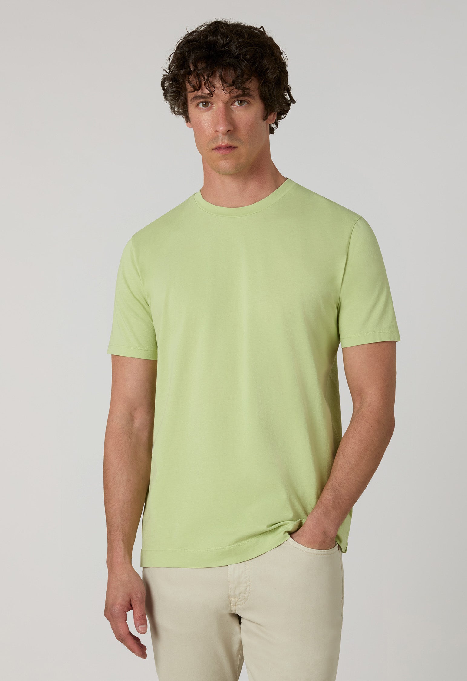 Limongrünes T-Shirt aus Baumwoll-Jersey