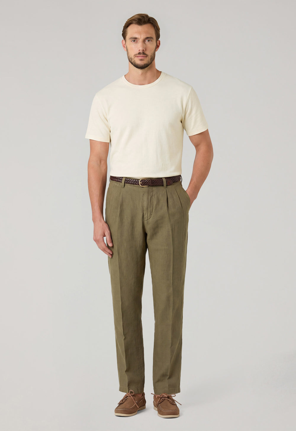 White Cotton Linen T-Shirt