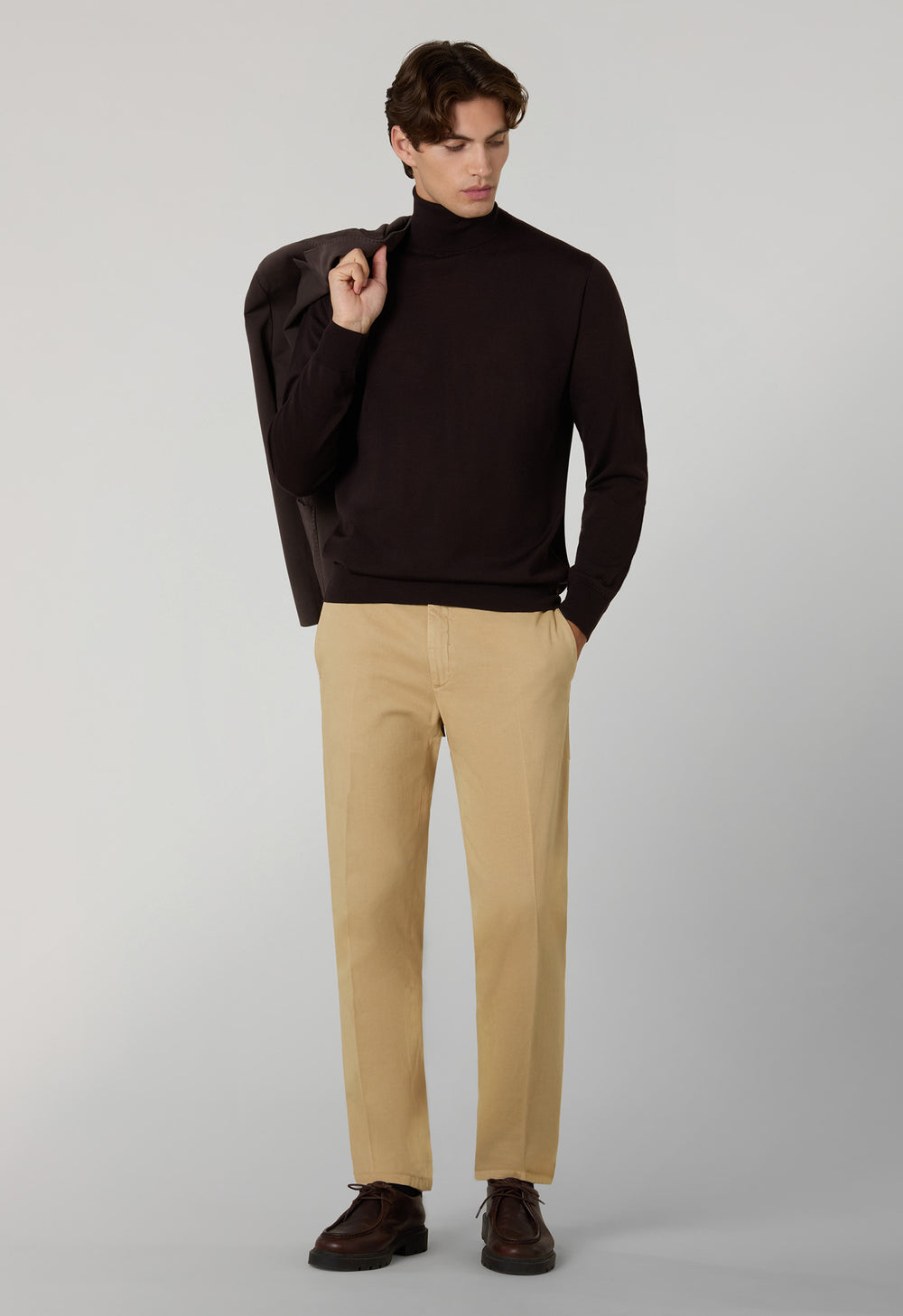 Dark Brown Superlight Wool Turtleneck