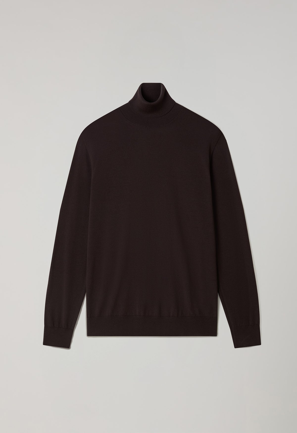 Dark Brown Superlight Wool Turtleneck