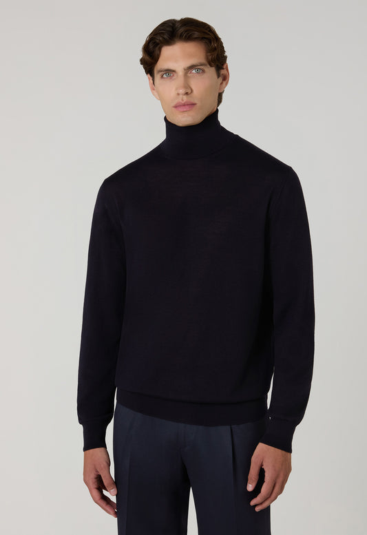 Blue Superlight Wool Turtleneck