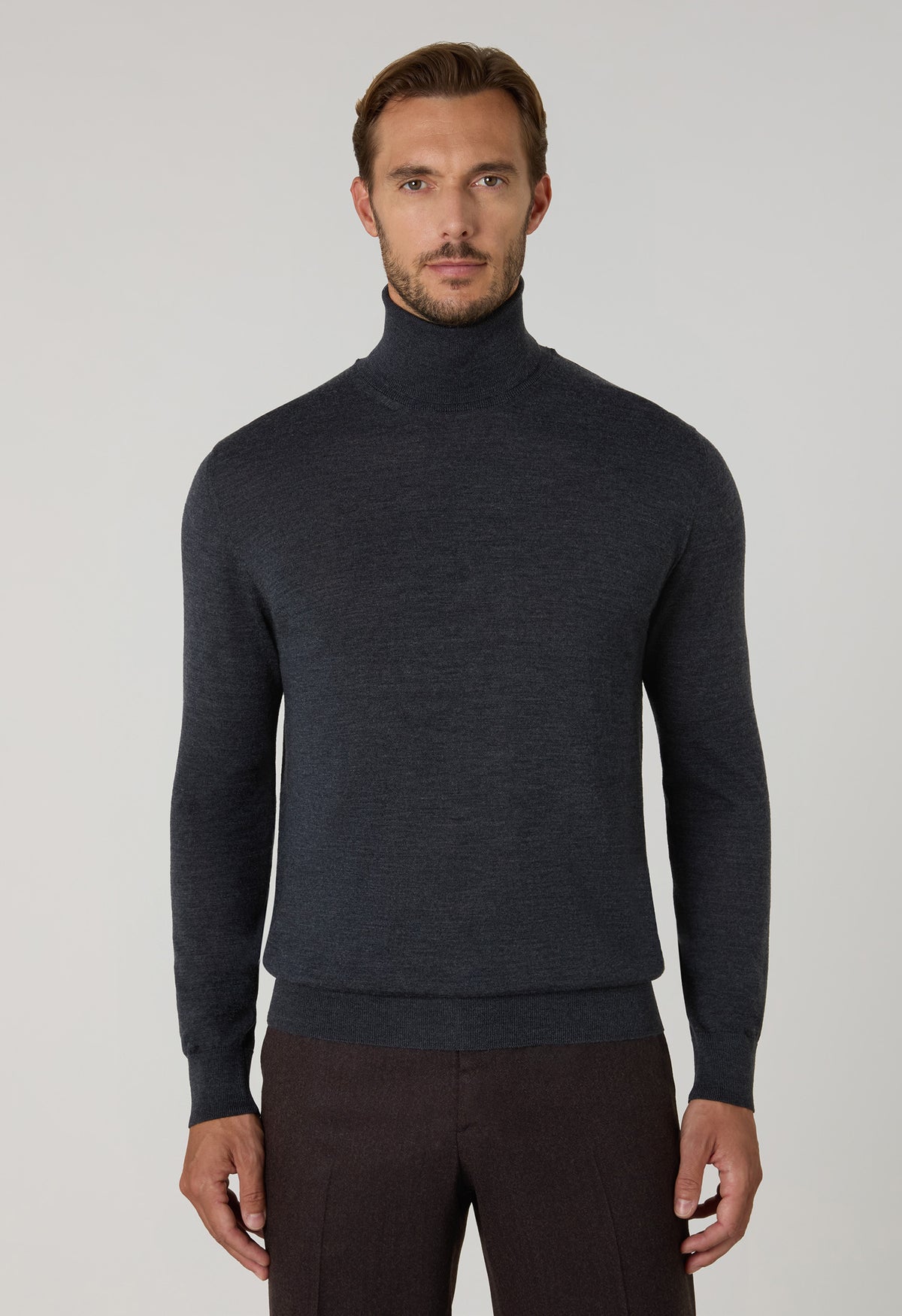 Dark Grey Superlight Wool Turtleneck