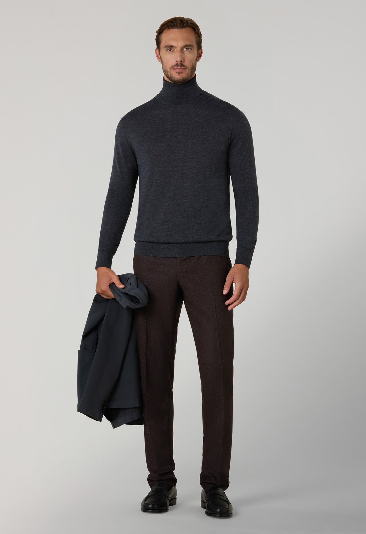 Dark Grey Superlight Wool Turtleneck
