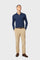 Blue cashmere long sleeve polo