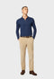 Blue cashmere long sleeve polo