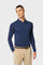 Blue cashmere long sleeve polo