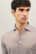 Braunes Gestreiftes Kurzarm-Poloshirt aus Baumwolle
