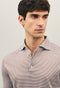 Braunes Gestreiftes Kurzarm-Poloshirt aus Baumwolle