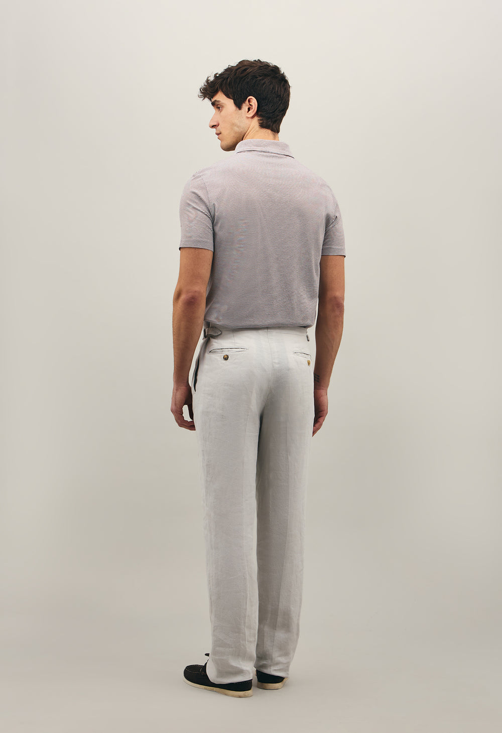 Braunes Gestreiftes Kurzarm-Poloshirt aus Baumwolle