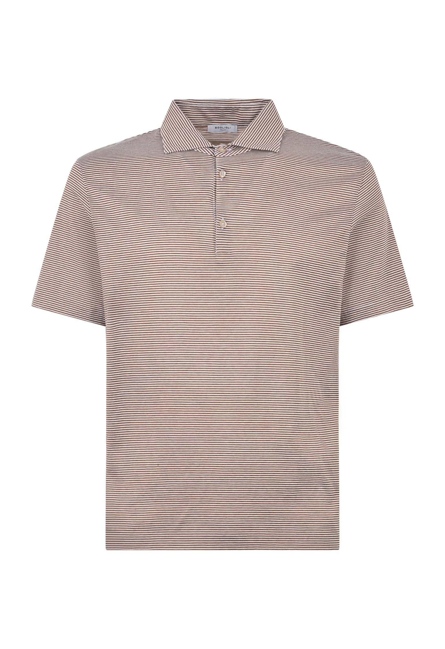 Braunes Gestreiftes Kurzarm-Poloshirt aus Baumwolle
