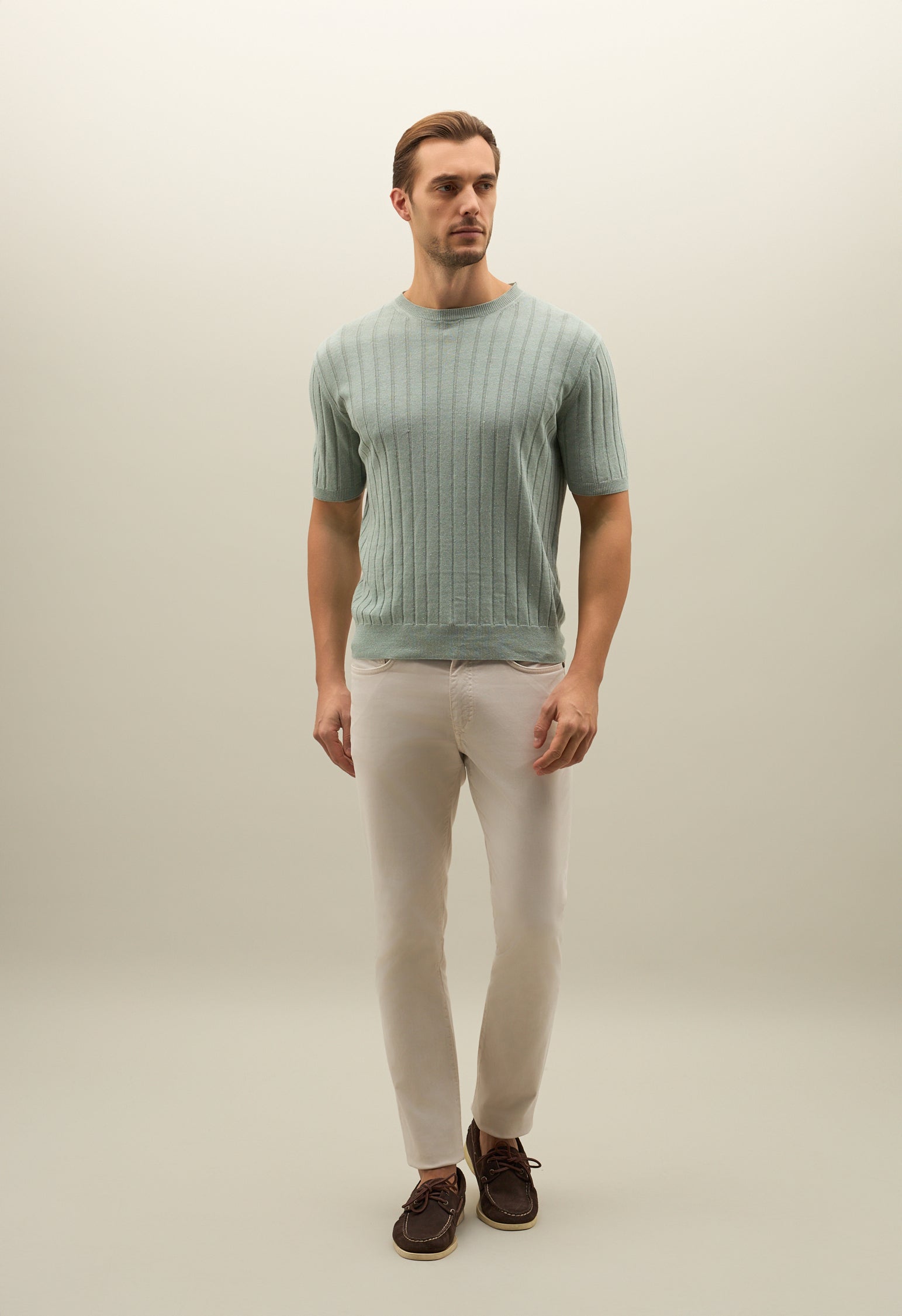 Flat Rib Linen T-Shirt