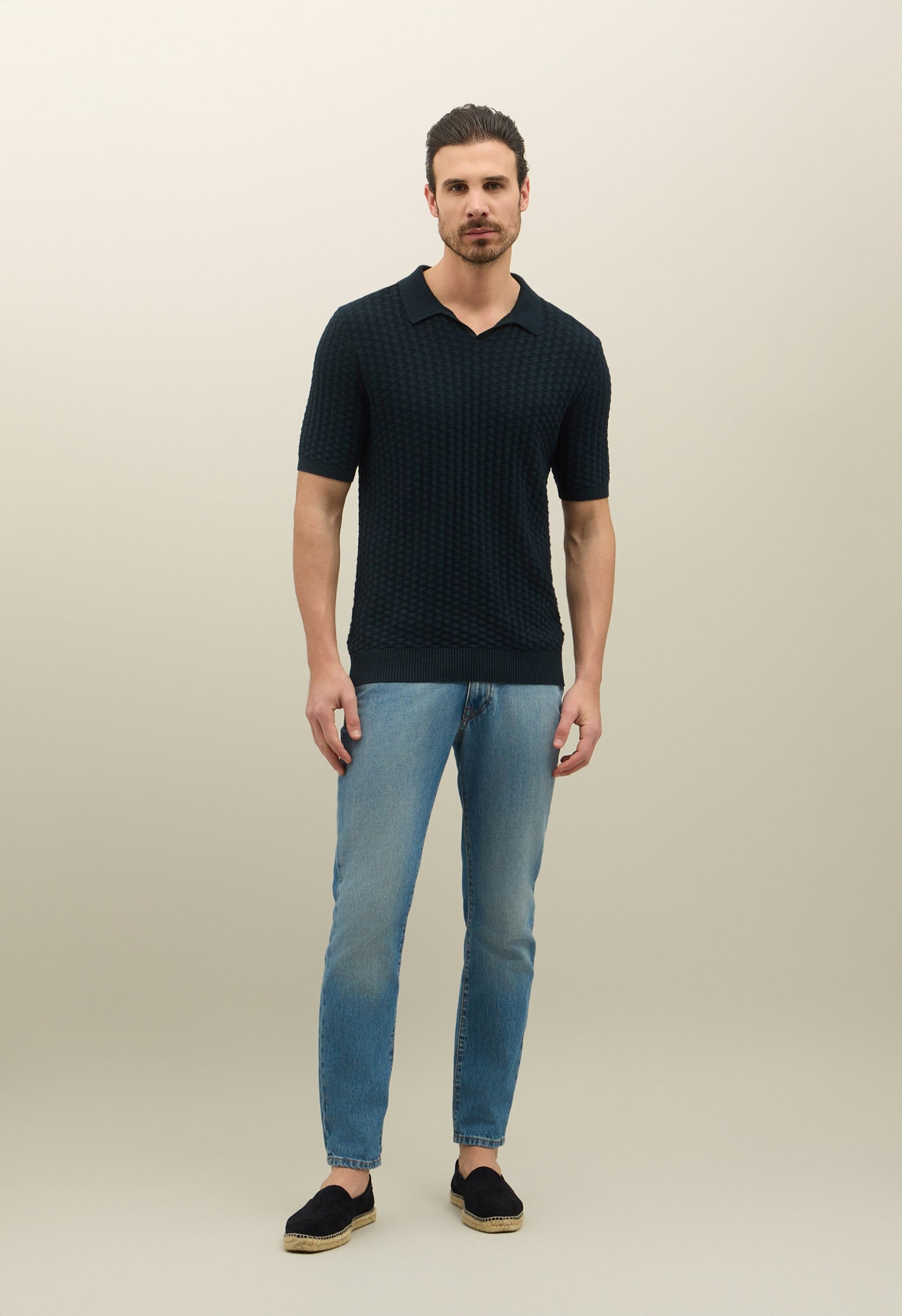 Jacquard Cotton short-sleeve P