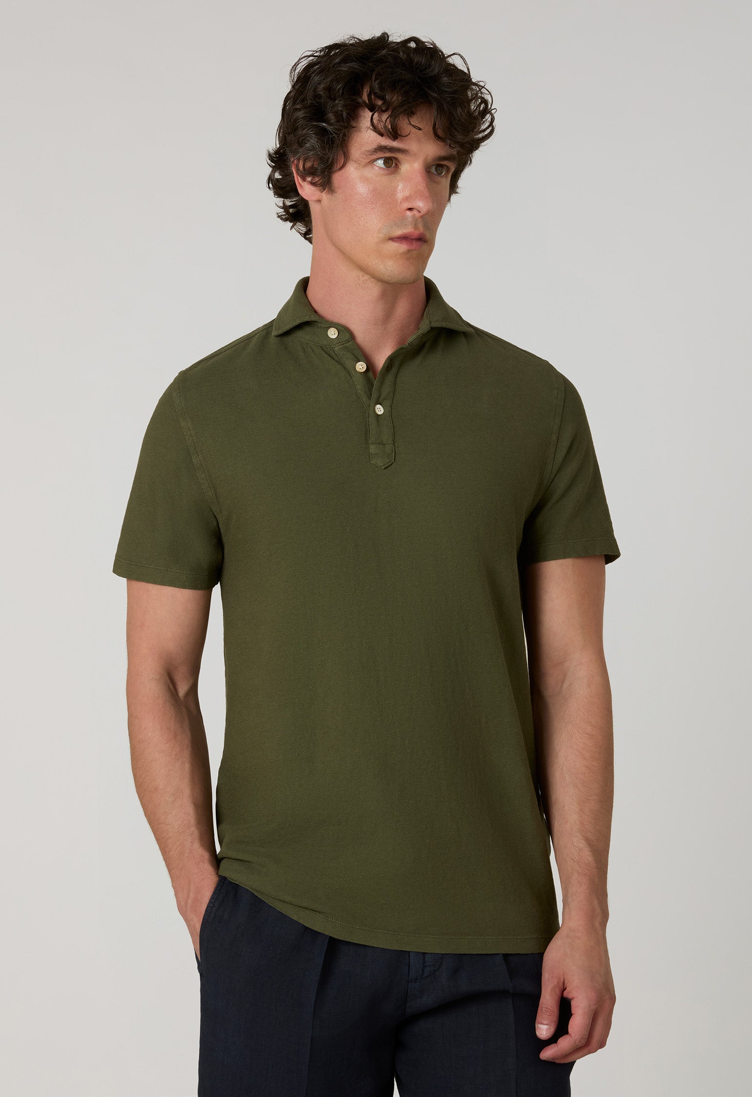 Cotton Linen short-sleeve Polo