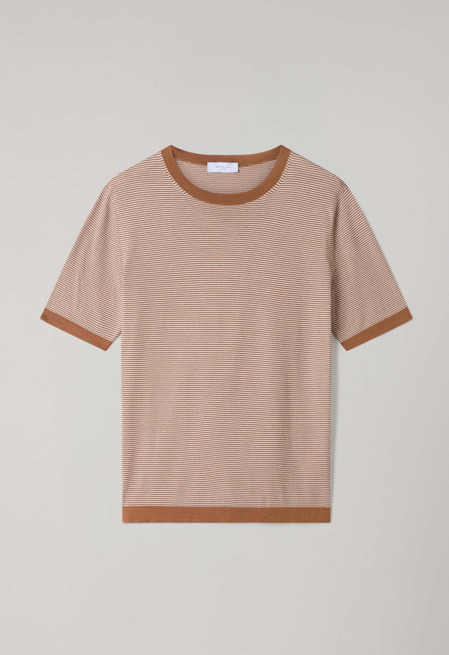 T-Shirt in cotone a righe marrone