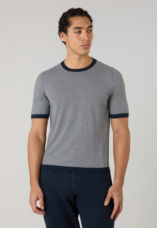 Blue Striped Cotton T-Shirt