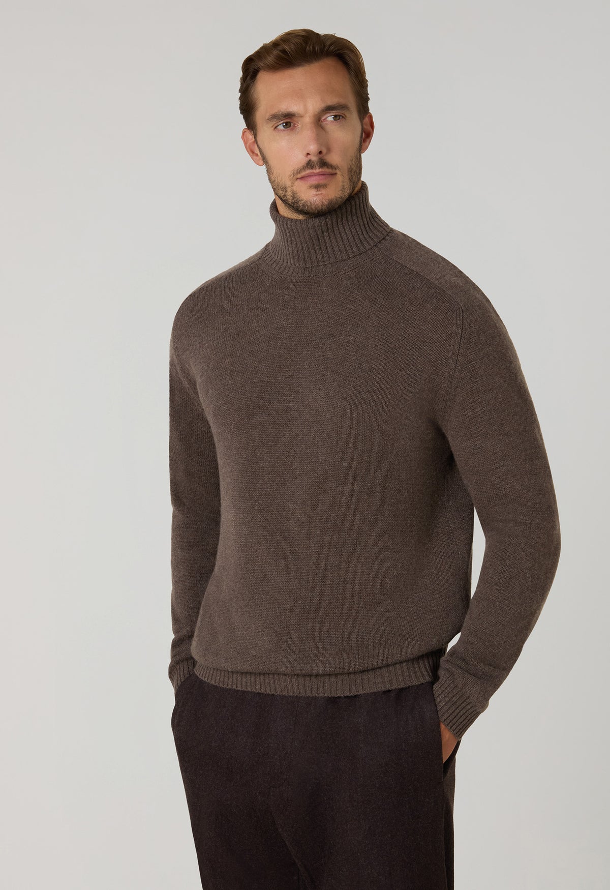 Brown Wool Cashmere Turtleneck